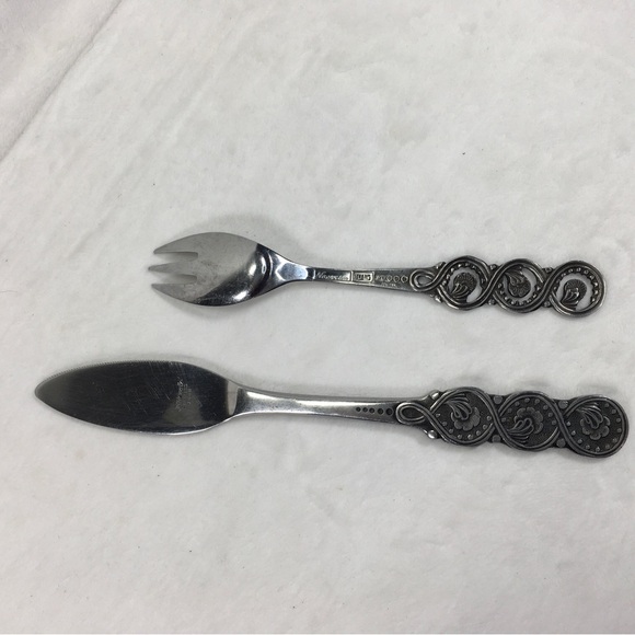 National Silver Co NOUVEAU Stainless Japan Glossy Silverware Dinner Knife Fork - Picture 1 of 4